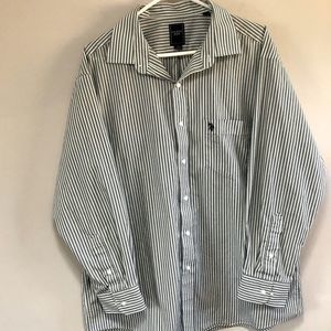US Polo Assn green vertical striped button down shirt XL